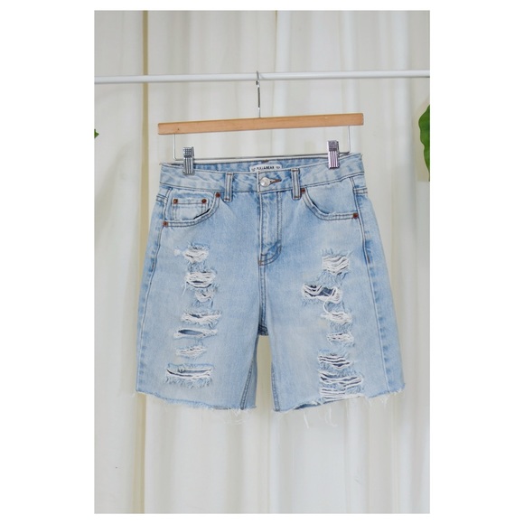 Pull&Bear Pants - PULL & BEAR Distressed Bermuda Denim Shorts